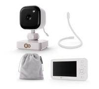 Kinderkraft NITEEYE TRAVEL vigilabebés con cámara y monitor 4,3”, sin WiFi, audio bidireccional, modo VOX, visión nocturna, 8 nanas, soporte flexible 360°, batería recargable, ideal para viaje, Blanco