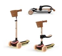 Kinderkraft RAKET UP Patinete 2 en 1 con Asiento, LED en Base, Ruedas RGB, Plegable, Manillar Ajustable 4 Alturas, Rodadura Suave, Tipo Maleta, para Niños, Beige