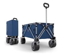 Kinderkraft ROLLSTER, Carro de Transporte Plegable, Capacidad de 130 litros, Capacidad de Carga de 100 kg, Peso Ligero de 10,3 kg, Azul