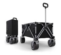 Kinderkraft ROLLSTER, Carro de Transporte Plegable, Capacidad de 130 litros, Capacidad de Carga de 100 kg, Peso Ligero de 10,3 kg, Negro