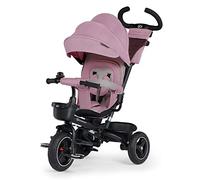 Kinderkraft SPINSTEP Triciclo Evolutivo Bebé 5 en 1 de 9 Meses a 5 Años, Bicicleta para niños, Plegable y reclinable, Capota Impermeable con Filtro UPF 50+, Asiento Giratorio 360 Grados, Rosa