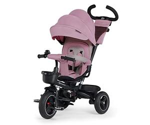 Kinderkraft SPINSTEP Triciclo Evolutivo Bebé 5 en 1 de 9 Meses a 5 Años, Bicicleta para niños, Plegable y reclinable, Capota Impermeable con Filtro UPF 50+, Asiento Giratorio 360 Grados, Rosa