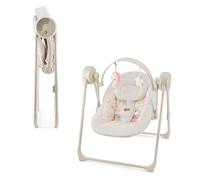 Kinderkraft SWINGEE - Mecedora eléctrica para bebé, función mecedora con 5 velocidades, temporizador integrado, respaldo ajustable, 8 melodías, sonidos naturales, plegable y ligero, beige