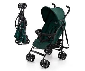Kinderkraft TIK Silla de Paseo, Carrito para bebé, Posición reclinada y Tumbada, Carro Plegable, Ligero - 6,5kg, Material Impermeable, Verde