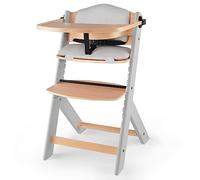 Kinderkraft Trona Bebé de Madera ENOCK, con Cojines, Evolutiva Silla Alta, Ergonómica, Regulable, Gris