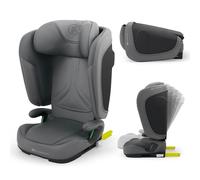 Kinderkraft UNITY 2 i-Size, Silla de coche plegable 100-150 cm, De 3,5 a 12 años aproximadamente, Reposacabezas ajustable, Tapizado con sistema AIR FLOW, Ajuste del respaldo en 5 posiciones, Gris