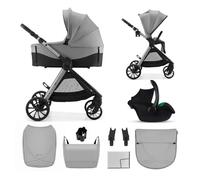 Kinderkraft VESTO 2 Carrito Bebé 3 en 1 hasta 22 kg, Capazo + Silla Paseo + Portabebés MINK PRO 2, Asiento Reversible, Travel System, Gris