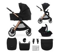 Kinderkraft VESTO 2 Carrito Bebé 3 en 1 hasta 22 kg, Capazo + Silla Paseo + Portabebés MINK PRO 2, Asiento Reversible, Travel System, Negro