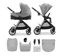Kinderkraft VESTO 2 Cochecito Bebé 2 en 1 con Capazo y Silla de Paseo, Asiento Reversible, Plegado Self-Standing, Suspensión en las 4 Ruedas, Travel System, hasta 22 kg, Gris