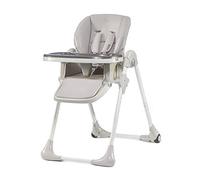 Kinderkraft YUMMY - Silla alta para bebé, ergonómica, cómoda, reclinable, plegable, con altura ajustable, reposapiés, bandeja doble desmontable, para niños pequeños, de 6 meses a 3 años, color gris
