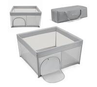 Kinderkraft ZIKI Parque Infantil, Resistente y Seguro para Bebés y Niños Hasta 4 Años, Centro de Actividades, Plegable Rápidamente, Incluye Bolsa de Transporte, Lados de Malla Transpirable, Gris