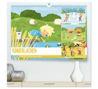 KINDERLACHEN - Fröhlich durch das Jahr - Ein Kinderkalender (hochwertiger Premium Wandkalender 2026 DIN A2 quer), Kunstdruck in Hochglanz: Fröhliche Kinder erleben die Jahreszeiten in der Natur