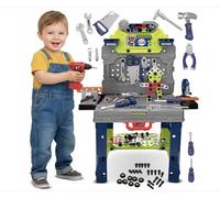 Kinderplay Banco de Trabajo para niños de 132 Piezas con Juego de Herramientas y Taladro, Taller para Partir de 3 años, maletín 2 en 1, Banco de Herramientas, Juguete para niños y niñas