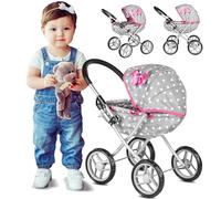 Kinderplay Carrito Bebe Juguetes, Cochecito para Muñecas - Cochecito de Muñecas, Gondola, KP0260S, Más 3 Años, Gris