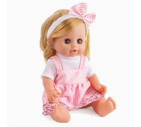 Kinderplay Mimi - Muñeca de bebé de 30 cm con sonidos y ojos de dormir de pelo rubio - dice mama/tata, llorando - Incluye pilas de prueba, vestido con banda para el pelo, muñeca realista a partir de 3
