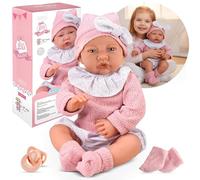 Kinderplay Muñeca de bebé Lili de 41 cm, Realista y Suave, con función de Sonido y Chupete, Ropa Lavable, muñeca interactiva a Partir de 3 años, CE, Modelo KP4204