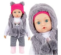 Kinderplay Muñecas Silicona Doll 14"- Muñeca de Cuerpo Suave Dice mamá, papá, Risas, gritos, Modelo KP4840, 35 cm de Alto, Bebes llorones