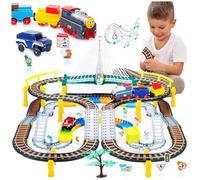 Kinderplay Tren Electrico Juguete niños con Pista de Carreras para niños, vías férreas, vías para Coches, Tren a batería, 2 en 1 KP0635