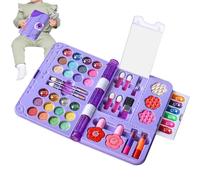 Kinderschminkset - 29cm Ausklappbarer Koffer | ABS & Wasserlösliches Material Prinzessin Beauty Set, Waschbares Kosmetik Spielzeug Für Rollenspiele, Geschenk Für Mädchen Zum Geburtstag
