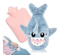 KinderWarmwassersack,Tier-Warmwassersack,2-In-1-Warmwassersack,Hai-Warmwassersack PlüschSchtier-Warmwasserflasche,Blauer Warmwassersack,Plug-In-Modell-Warmwassersack,WasserfüLlter Warmwassersack