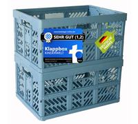 KiNDERWELT 2 x Caja plegable robusta profesional 45 L hasta 50 kg - Caja, cesta, contenedor para almacenamiento, transporte - azul