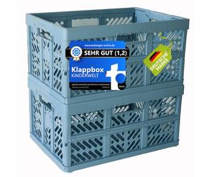 KiNDERWELT 2 x Caja plegable robusta profesional 45 L hasta 50 kg - Caja, cesta, contenedor para almacenamiento, transporte - azul