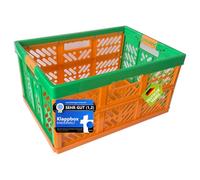 KiNDERWELT Caja plegable profesional robusta 45 L hasta 50 kg - Caja, cesta, contenedor para almacenamiento, transporte - naranja