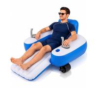 Kindevieft Flotador eléctrico para Piscina, Tumbona Inflable motorizada para Lagos y Piscinas, cómoda colchoneta para Broncearse con dirección de 360°. B-Rectangular