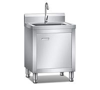 Kindevieft Fregadero Industrial, Fregadero de Exterior, Mueble de baño con Grifo, Fregadero de Camping para jardín, Fregadero de Acero Inoxidable para restaurantes y Tiendas 50 * 50 * 80cm