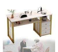 Kindevieft Mesa de manicura Moderna, Mesa de mármol de Doble Capa con cajón, estación de Trabajo Decorativa para salón de Belleza y decoración de uñas. 120cm