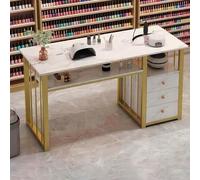 Kindevieft Mesa de mármol de Doble Capa con cajón, estación de Maquillaje para técnicos de uñas, Banco de Trabajo para manicura Profesional (Tamaño: 100/120/140 cm Opcional) 100cm