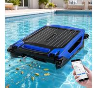 Kindevieft Robot Limpia Piscinas - Optimización Inteligente de rutas con IA y 99.9% de eliminación de residuos; Skimmer Solar para Piscinas elevadas. Blue