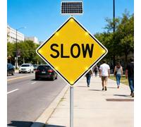 Kindevieft Señal LED de desaceleración con energía Solar para entradas y Calles: Panel de Advertencia Intermitente para la Seguridad del vecindario 32in