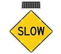 Kindevieft Señales LED solares para reductores de Velocidad: Panel de luz de Seguridad Intermitente para entradas de vehículos, vecindarios y Calles iluminadas 32in