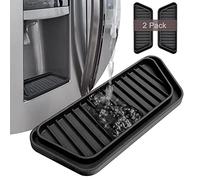 KindGa Bandeja colectora de goteo para refrigerador, bandeja protectora para dispensador de hielo y agua, almohadilla de agua para desagüe, paquete de 2 (rectangular, negro)