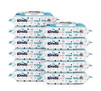 Kindii Pure 99% Water - (12x60 Piezas) Toallitas Húmedas - Sin perfume, biodegradable, sin plástico, alcohol free - 720 Piezas