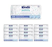 Kindii Toallitas secas para bebé Pure&Dry - (50x12 Piezas) Toalla facial desechable - Toallitas a granel, accesorios para bebé, multifuncional, 100% algodón - 600 Piezas