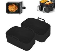 KINDLUME 2 Pièces Silicone Air Fryer, Moule pour Air Fryer, Accessoires pour Friteuse À Air, pour Air Fryer Et Micro-Ondes, pour Cuire Viandes, Légumes, Gâteaux, Comme Plaque Antiadhésive