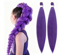 KINDLUME 2 Piezas Pelo para Trenzas Africanas Violeta, Extensiones para Trenzas Duraderas, Cabello Sintético para Rastas Postizas, Peinados Creativos, Ideal para Cosplay, Estilos Diarios