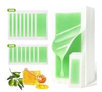 KINDLUME 72 Piezas Bandas Depilatorias, Bandas para Depilación Con Cera, Cera Fría, Formulación Suave, Tiras Depilatorias, para Piernas, Brazos y Zona Bikini, Verde