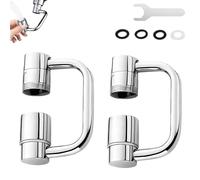 KINDLUME Aireador de grifo giratorio 360°, Extensor de grifo en forma de U con 2 modos de agua, Pack de 2 unidades de alargador universal para fregadero de cocina y lavabo del baño, Accesorio anti-sal