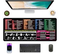 KINDLUME Alfombrilla Ratón, Mouse Pad, Alfombrilla Gaming, Alfombrilla Teclado y Raton, Atajos de Teclado para Excel Word, para Oficina, Casa y Estudios, Base de Goma Antideslizante (Francés)