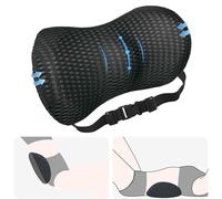 KINDLUME Almohada Lumbar Coche, Cojín Lumbar para Dormir Ergonómico, Soporte Lumbar Silla Oficina De Espuma Viscoelástica, Correa Ajustable, Malla Transpirable 4D y Lavable, para Sofá y Cama