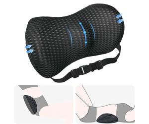 KINDLUME Almohada Lumbar Coche, Cojín Lumbar para Dormir Ergonómico, Soporte Lumbar Silla Oficina De Espuma Viscoelástica, Correa Ajustable, Malla Transpirable 4D y Lavable, para Sofá y Cama