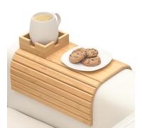 KINDLUME Bandeja Reposabrazos, Bandeja Sofa con Soporte para Vasos Desmontable y Función Magnética, Organizador de Brazo de Sofá Antideslizante para Bebidas, Móvil, Mandos a Distancia, Aperitivos