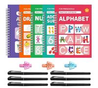 KINDLUME Cuaderno de Escritura, Práctica de Escritura para Niños, Cuaderno Reutilizable, Libro de Caligrafía Infantil, Set de Aprendizaje de Letras, para Escuela en Casa, Jardín de Infantes