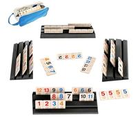 KINDLUME Juego De Mesa De Estrategia, Rummy Juego De Desk, Mahjong Juego De Mesa, 114 Fichas Abs & 4 Soportes, Juego De Viaje para 2-4 Jugadores, Familia y Amigos (Negro)