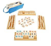 KINDLUME Juego De Mesa De Estrategia, Rummy Juego De Desk, Mahjong Juego De Mesa, 114 Fichas Abs & 4 Soportes, Juego De Viaje para 2-4 Jugadores, Familia y Amigos (Amarillo)