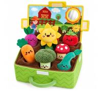 KINDLUME Juguetes Bebe con Frutas y Verduras, Montessori 1 Año, Regalos Bebes 6-12 Meses, Libro Bebe Sensorial, Set de Estimulación Multisensorial con Sonajero, para Estimulación Temprana
