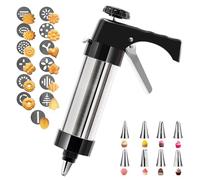 KINDLUME Máquina para Hacer Churros, Churreras Manuales, Prensa para Galletas con 13 Plantillas, Jeringuilla Cocina con 8 Boquillas, Repostería Casera, para Churros, Galletas y Decorar Postres